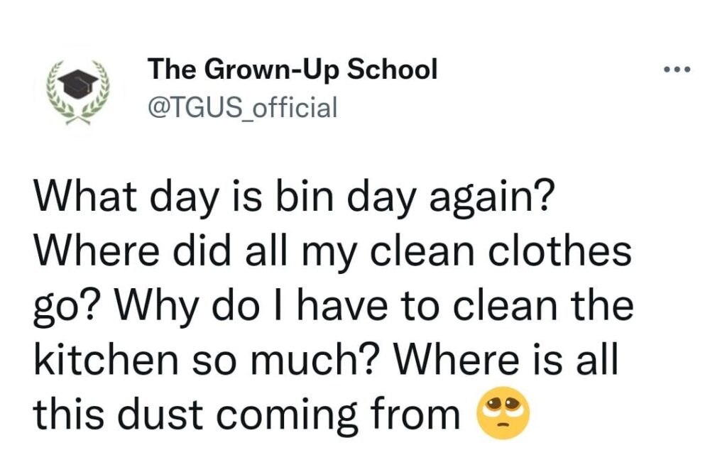 What day is bin day again? Where did all my clean clothes go? Why do I have to clean the kitchen so much? Where is all this dust coming from